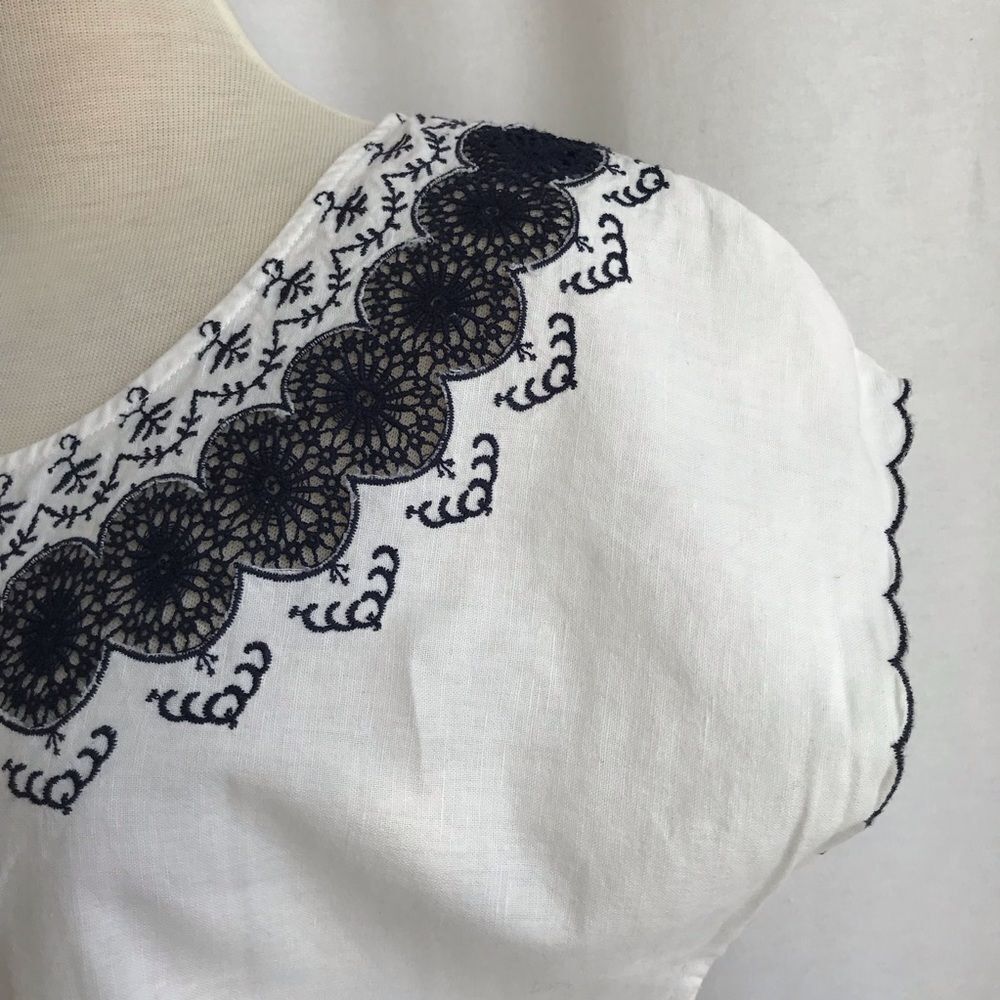 J.Crew Embroidered Linen Blend Mini Dress European Coastal Summer Resort XXS - Picture 5 of 14